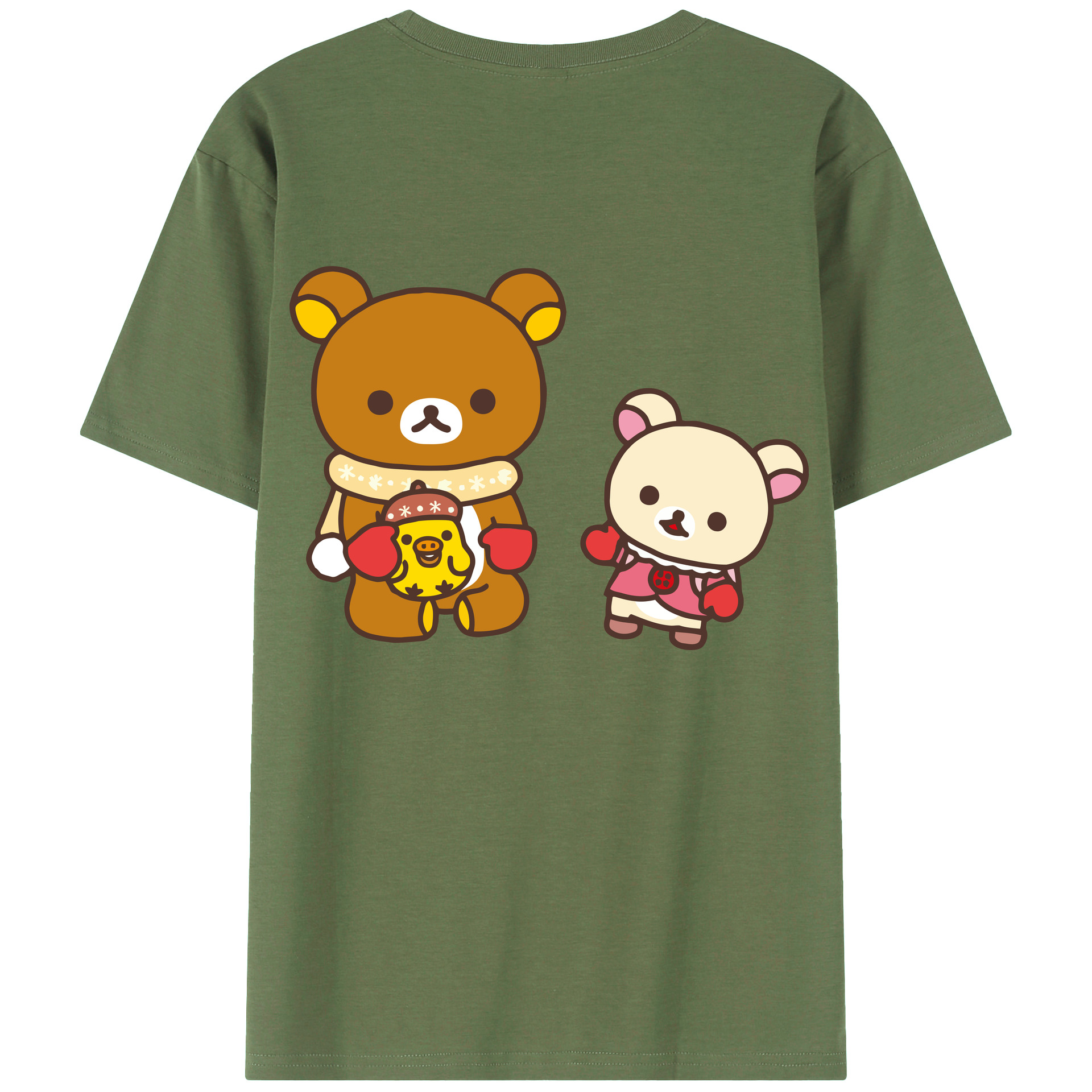 （画像用） リラックマ リラックマ キイロイトリ Rilakkuma Korilakkuma Kiiroitori 綿100％ メンズ半袖Tシャツ（バックプリント） 通気性